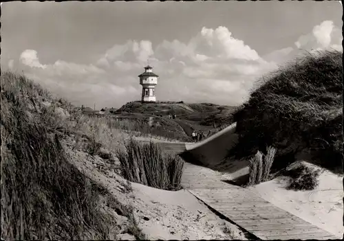 Ak Nordseebad Langeoog Ostfriesland, Dünenweg zum Strand, Wasserturm