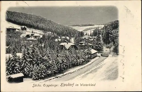 Ak Kipsdorf Altenberg im Erzgebirge, Teilansicht, Ort im Winter