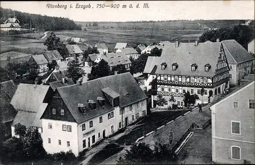 Ak Altenberg im Erzgebirge, Teilansicht, Gasthof, Vogelschau