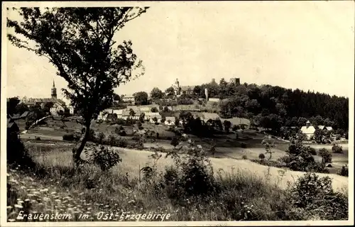 Foto Ak Frauenstein im Erzgebirge, Fernblick zum Ort