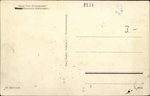 Ak Bärenfels Altenberg im Erzgebirge, Haus Vier Jahreszeiten