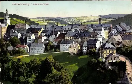 Ak Schwarzenberg im Erzgebirge Sachsen, Blick auf den Ort