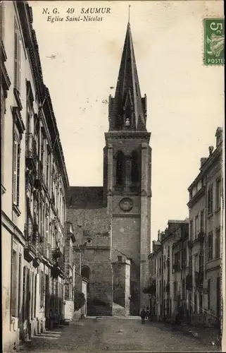 Ak Saumur Maine et Loire, Église Saint Nicolas