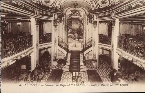 Ak Paquebot France, CGT, Salle a Manger des 1res Classes
