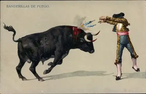 Ak Stierkampf, Corrida de Toros, Banderillas de Fuego