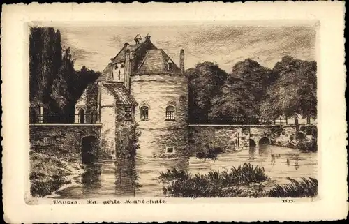 Künstler Ak Bruges, La porte Maréchale, Château