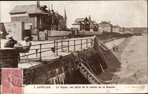Ak Asnelles Calvados, La Digue, vue prise de la pointe de la Douane