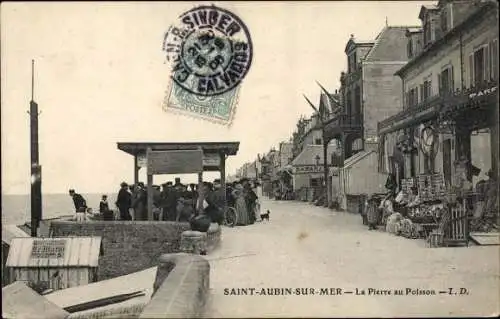 Ak Saint Aubin sur Mer Calvados, La Pierre au Poisson