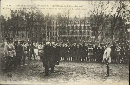Ak Metz Moselle, Fetes en l'honneur du President de la Republique, 8 Decembre 1918