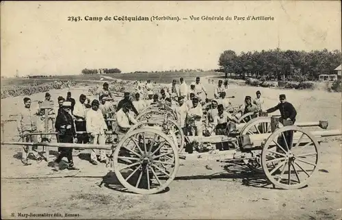 Ak Guer Morbihan, Camp de Coetquidan, Vue Generale du Parc d'Artillerie