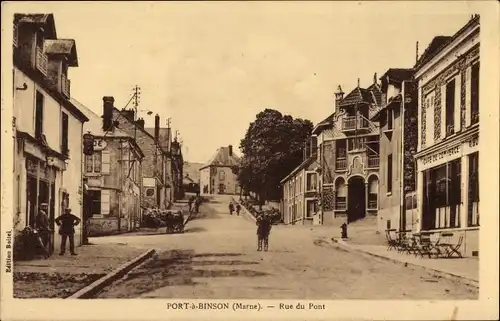 Ak Port à Binson Mareuil le Port Marne, Rue du Pont, Cafe du Commerce