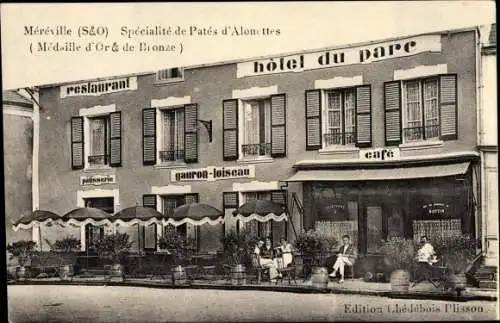 Ak Mereville Essonne, Hotel du Parc, Cafe, Restaurant