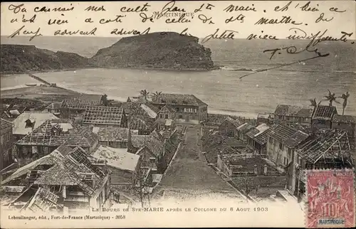 Ak Sainte Marie Martinique, Le Bourg apres le Cyclone du 8 Aout 1903