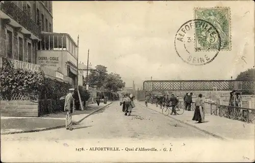 Ak Alfortville Val de Marne, Quai d'Alfortville