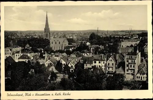 Ak Delmenhorst in Niedersachsen, Blick vom Wasserturm auf die kath. Kirche