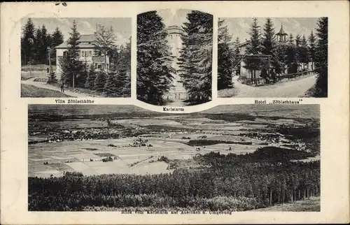 Ak Bad Reiboldsgrün Auerbach im Vogtland, Hotel Zöbischhaus, Karlsturm, Villa Zöbischhöhe