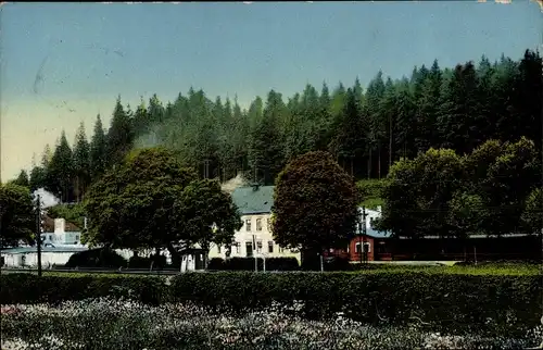 Ak Morgenröthe Rautenkranz Muldenhammer im Vogtland, Gasthof und Pension Frischhütte