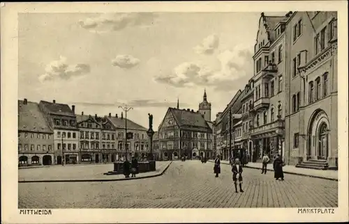 Ak Mittweida in Sachsen, Marktplatz