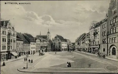 Ak Mittweida in Sachsen, Marktplatz