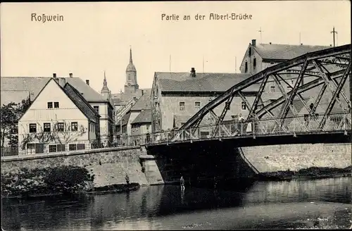 Ak Roßwein in Sachsen, Partie an der Albert Brücke