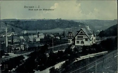 Ak Roßwein in Sachsen, Blick nach der Wehrstraße