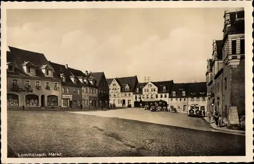 Ak Lommatzsch in Sachsen, Blick auf den Marktplatz, Handlung Adolph Kohl