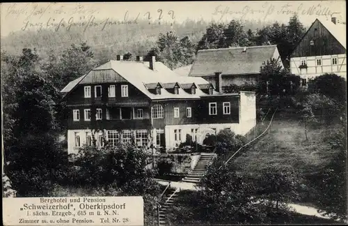 Ak Oberkipsdorf Altenberg im Erzgebirge, Berghotel und Pension Schweizerhof