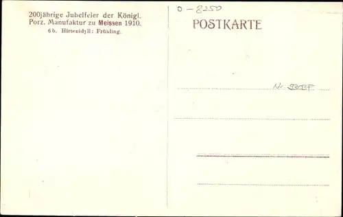 Ak Meißen in Sachsen, 200 jahrfeier der königl. Porzellanmanufaktur 1910, Hirtenidyll, Frühling