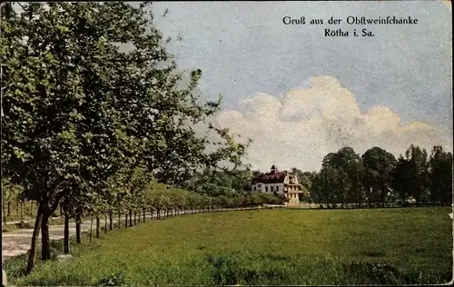 Ak Rötha in Sachsen, Blick zur Obstweinschänke