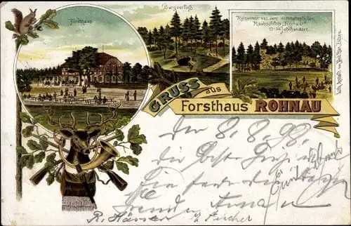 Litho Trzciniec Rohnau Bogatynia Reichenau Schlesien, Forsthaus Rohnau, Burgverließ, Raubschloss