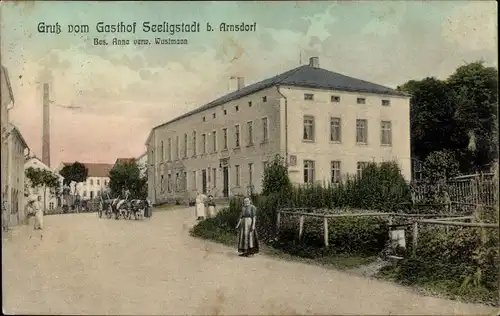 Ak Seeligstadt Großharthau in Sachsen, Gasthof, Inh. Anna verw. Wustmann