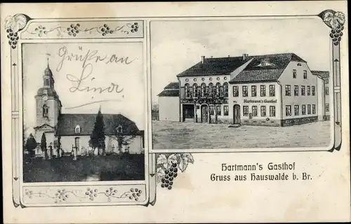 Ak Bretnig Hauswalde Großröhrsdorf in Sachsen, Hartmanns Gasthof, Kirche