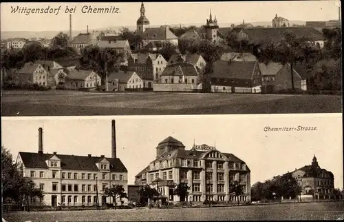 Ak Wittgensdorf Chemnitz, Gesamtansicht, Chemnitzer Straße, Fabrikgebäude E. R. Haberle