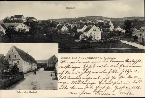 Ak Cunnersdorf Glashütte im Osterzgebirge, Oberdorf, Erbgerichts Gasthof