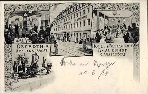 Ak Dresden Altstadt, Hotel Amalienhof, Amalienstraße, Inh. C. Aussendorf