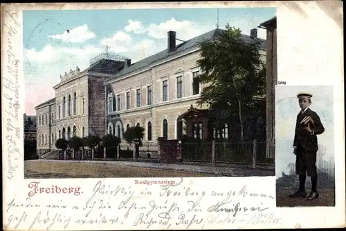 Ak Freiberg in Sachsen, Realgymnasium, Schüler