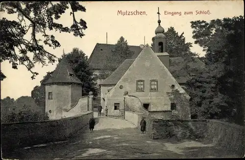 Ak Mutzschen Grimma in Sachsen, Schloss, Eingang