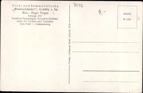 Ak Colditz in Sachsen, Hotel Waldschänke
