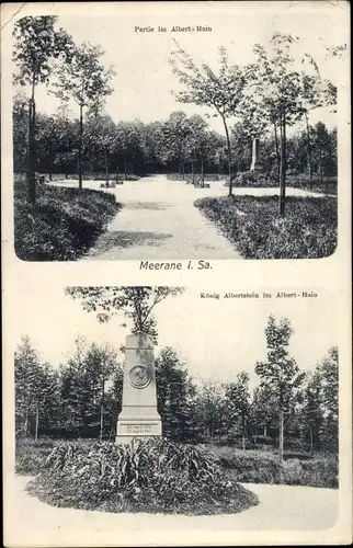 Ak Meerane in Sachsen, Alberthain, König Albert Stein