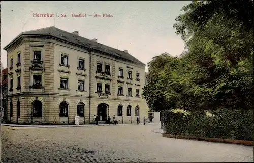 Ak Herrnhut in Sachsen, Gasthof am Platz