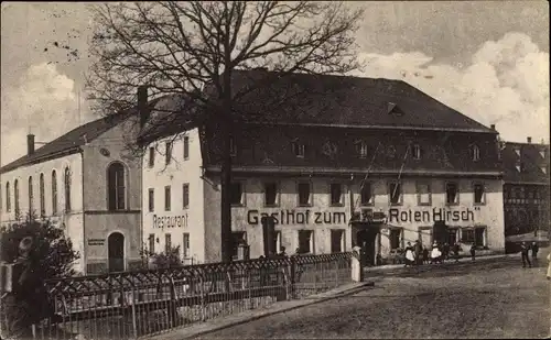 Ak Claußnitz in Mittelsachsen, Gasthof zum Roten Hirsch