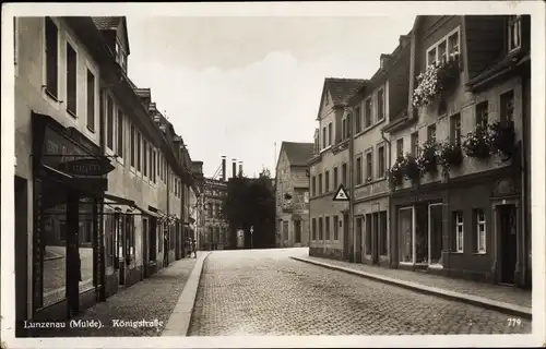 Ak Lunzenau in Sachsen, Königstraße, Geschäfte