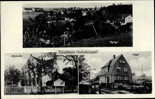 Ak Tirschheim Kuhschnappel Sankt Egidien in Sachsen, Post, Schule, Totalansicht