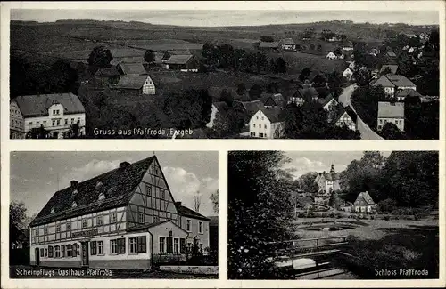 Ak Pfaffroda Olbernhau im Erzgebirge Sachsen, Gasthaus, Schloss, Blick auf den Ort