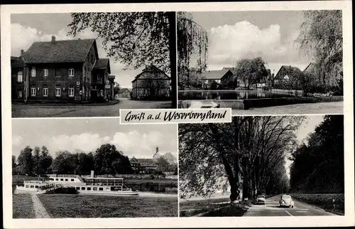 Ak Grohnde Emmerthal Weser, Straßenpartie, Dampferanlegestelle, Gasthaus Weißes Ross