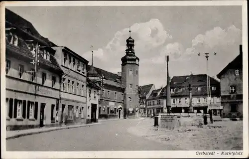 Ak Gerbstedt, Marktplatz, Brunnen, Uhrenturm