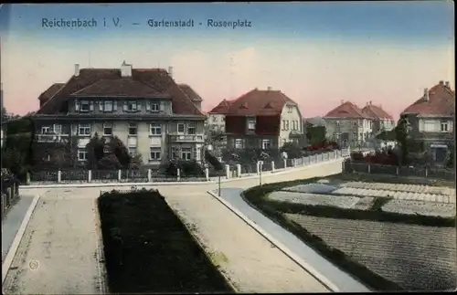 Ak Reichenbach im Vogtland, Gartenstadt, Rosenplatz