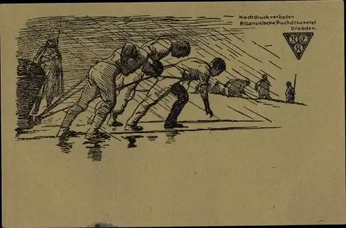 Künstler Ak Prisonniers de Guerre, Kriegsgefangene I. WK, Arbeitseinsatz