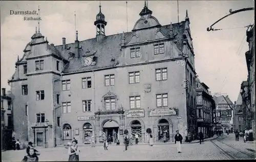 Ak Darmstadt in Hessen, Rathaus am Marktplatz, Heinrich Geier