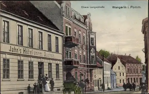Ak Węgorzyn Wangerin Pommern, Obere Langestraße, Jahns Hotel, vormals Buchelt